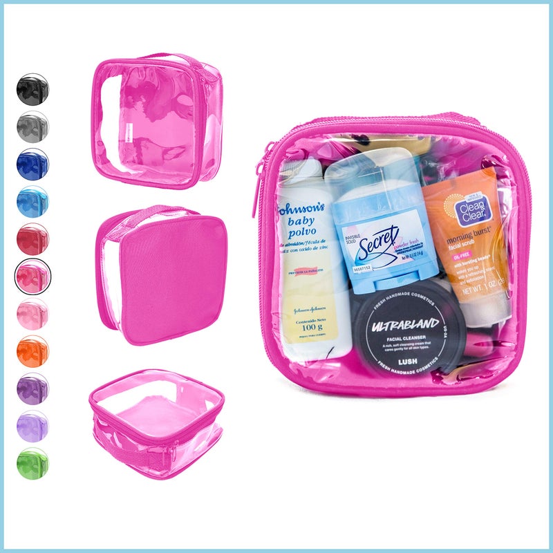 EzPacking Clear TSA Approved 3-1-1 Travel Toiletry Bag for Carry On/Quart Size Transparent Liquids Pouch for Airport Security/Reusable See Through Vinyl & PVC Plastic Organizer Men Women (Pink) - Image 2